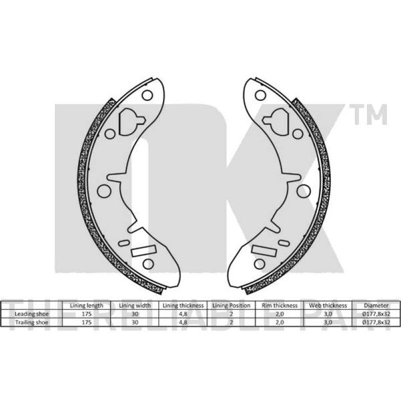 Jeu de mâchoires de frein NK 2712003 - Visuel 1