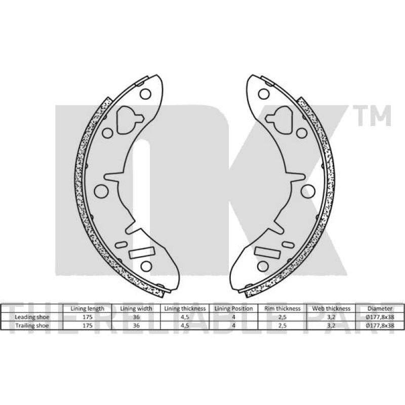 Jeu de mâchoires de frein NK 2712033 - Visuel 1