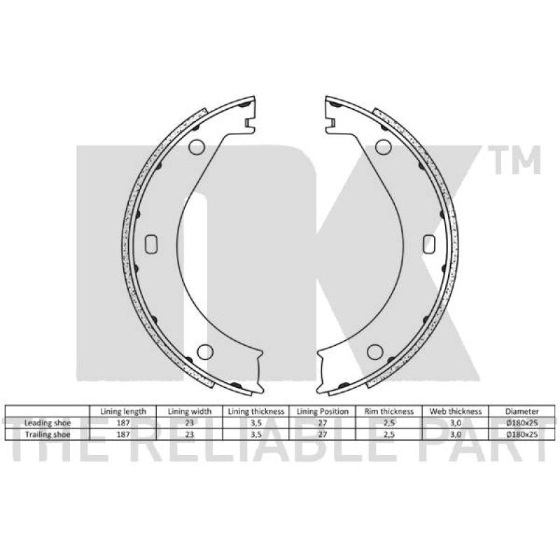 Jeu de mâchoires de frein, frein de stationnement NK 2715415 - Visuel 1