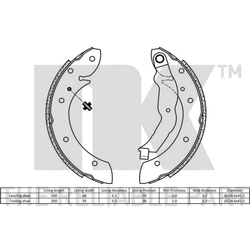 Jeu de mâchoires de frein NK 2715544 - Visuel 1