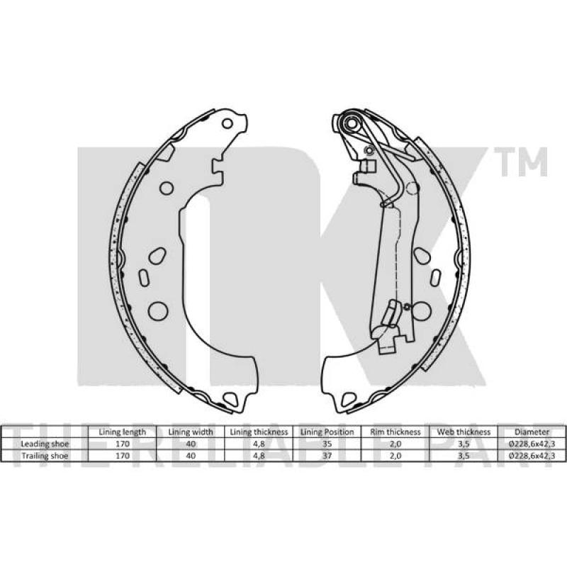 Jeu de mâchoires de frein NK 2719758 - Visuel 1