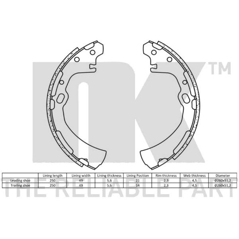 Jeu de mâchoires de frein NK 2722510 - Visuel 1