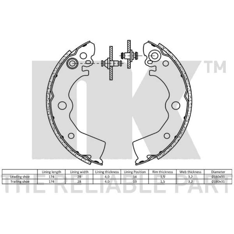Jeu de mâchoires de frein NK 2722532 - Visuel 1