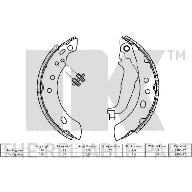 Jeu de mâchoires de frein NK 2722543 - Visuel 1