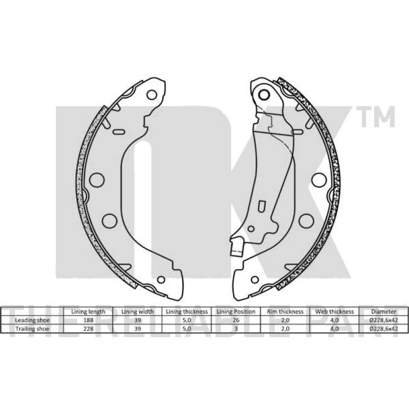 Jeu de mâchoires de frein NK 2722614 - Visuel 1
