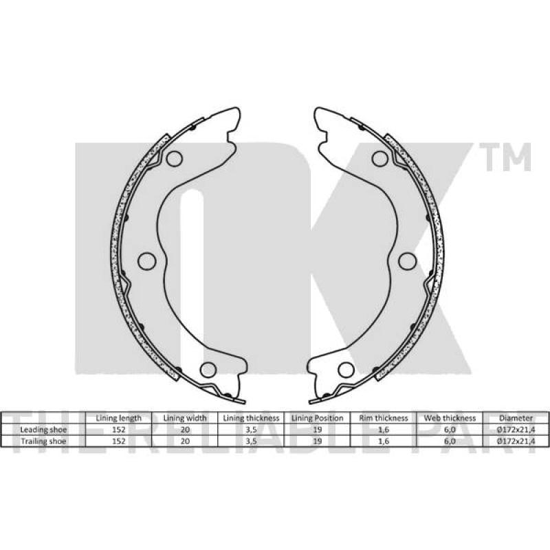 Jeu de mâchoires de frein, frein de stationnement NK 2722719 - Visuel 1