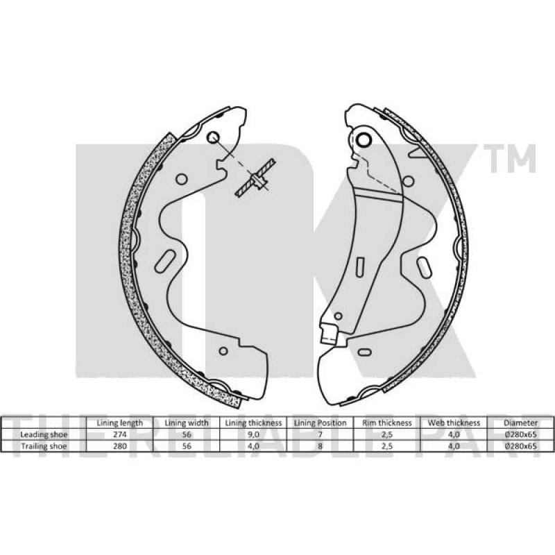Jeu de mâchoires de frein NK 2722735 - Visuel 1