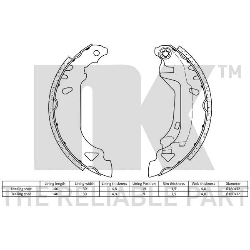 Jeu de mâchoires de frein NK 2723482 - Visuel 1