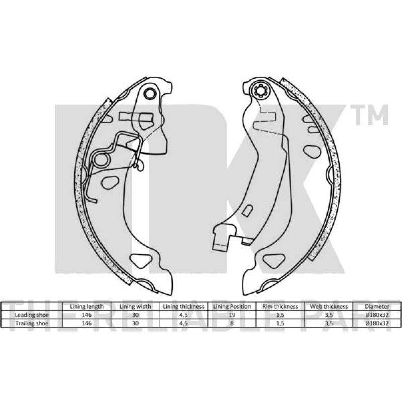Jeu de mâchoires de frein NK 2723547 - Visuel 1