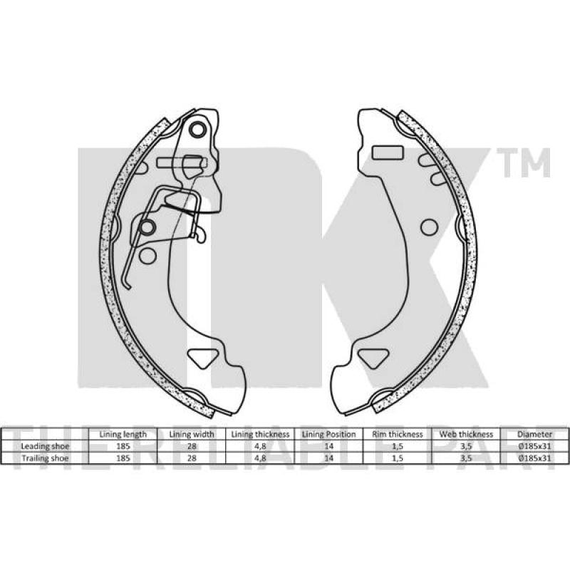Jeu de mâchoires de frein NK 2723548 - Visuel 1