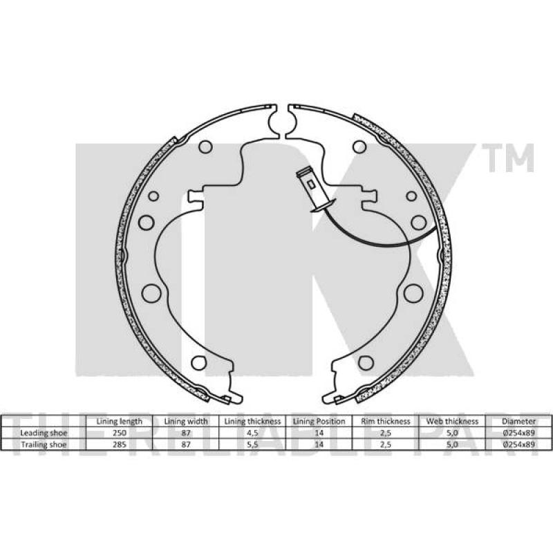 Jeu de mâchoires de frein NK 2723558 - Visuel 1