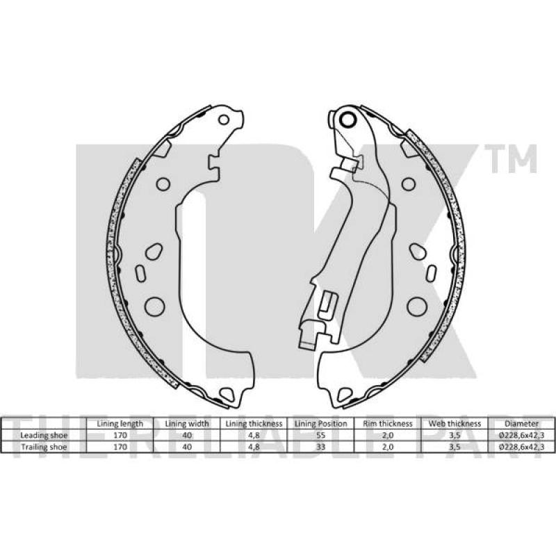 Jeu de mâchoires de frein NK 2723725 - Visuel 1