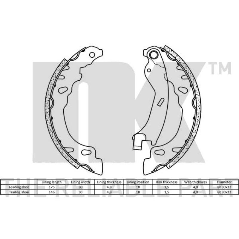 Jeu de mâchoires de frein NK 2723727 - Visuel 1