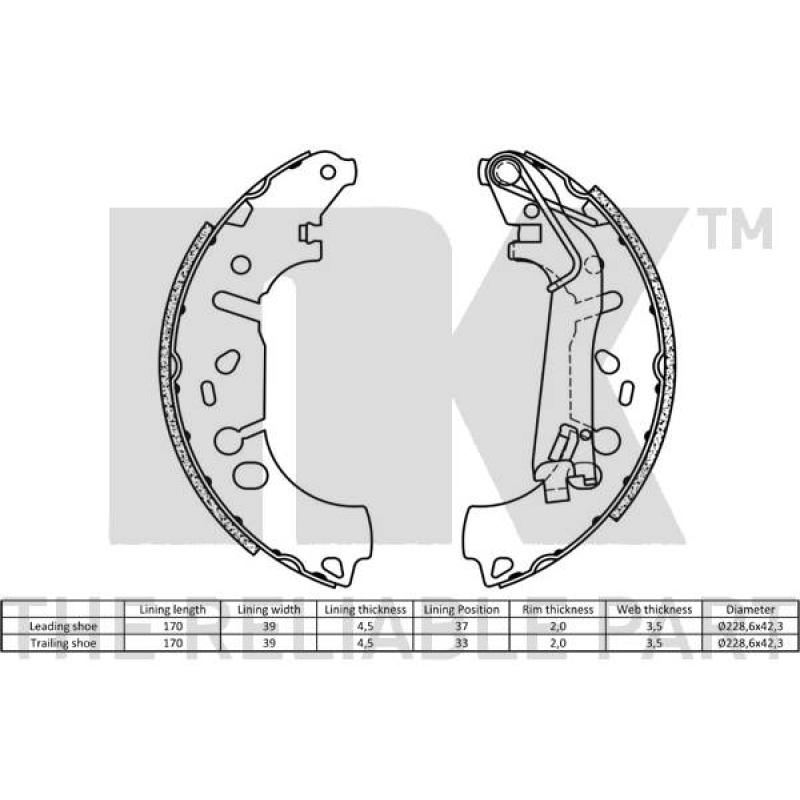 Jeu de mâchoires de frein NK 2723731 - Visuel 1
