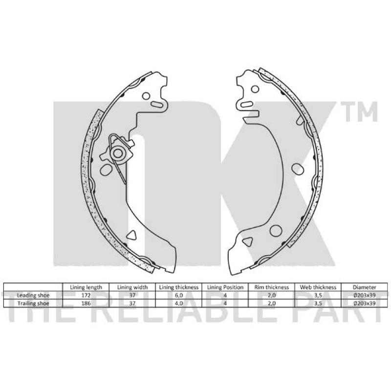 Jeu de mâchoires de frein NK 2725518 - Visuel 1