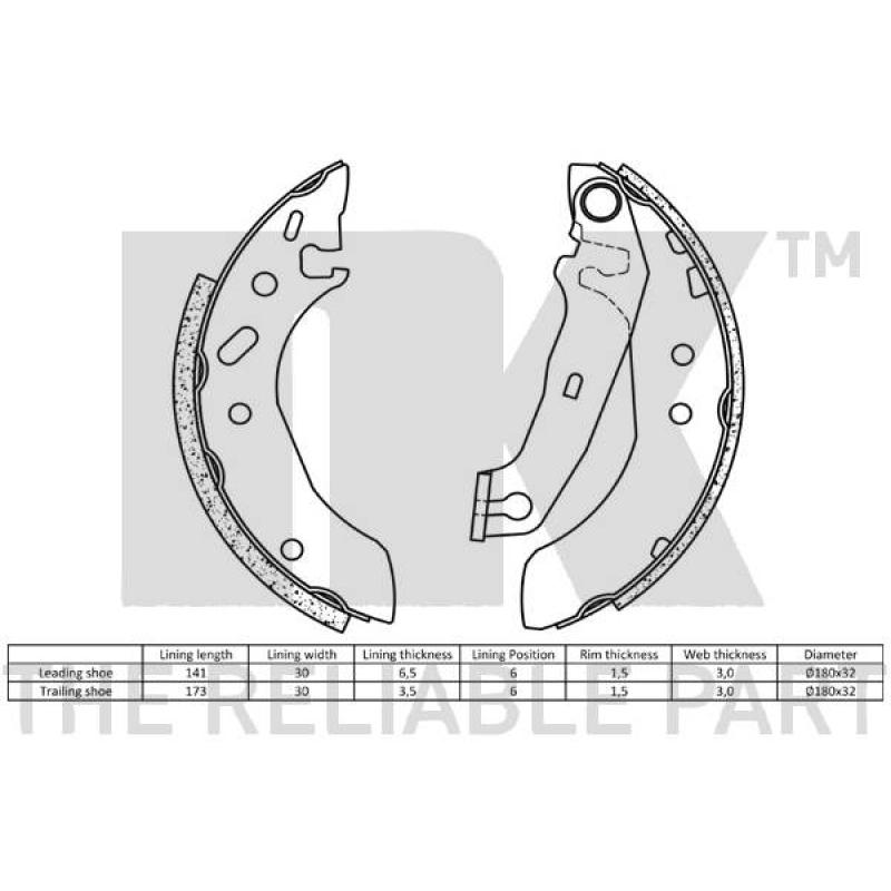 Jeu de mâchoires de frein NK 2725535 - Visuel 1