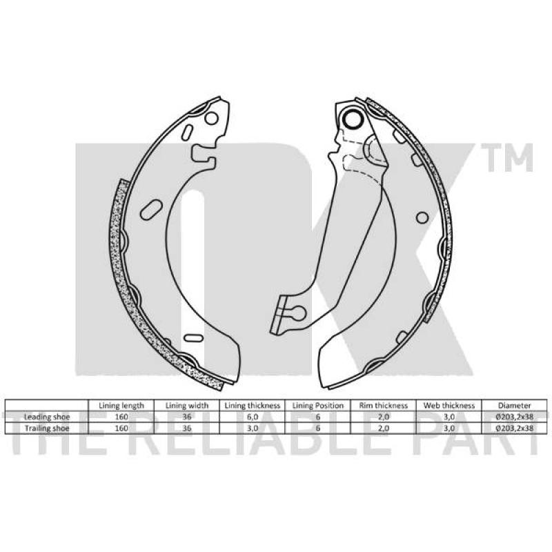 Jeu de mâchoires de frein NK 2725536 - Visuel 1