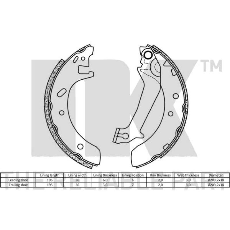 Jeu de mâchoires de frein NK 2725574 - Visuel 1