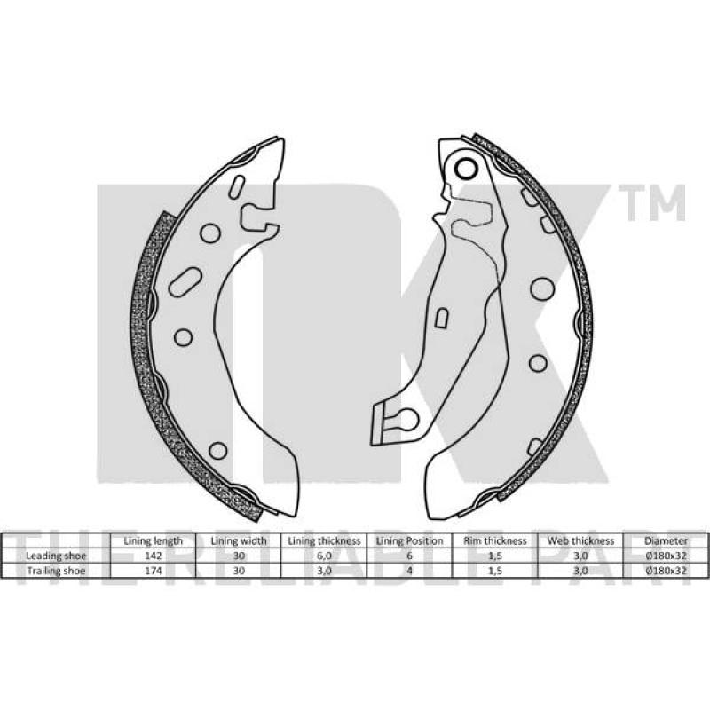 Jeu de mâchoires de frein NK 2725586 - Visuel 1