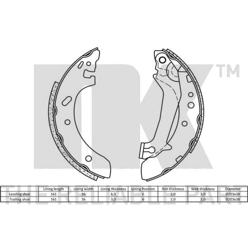 Jeu de mâchoires de frein NK 2725587 - Visuel 1