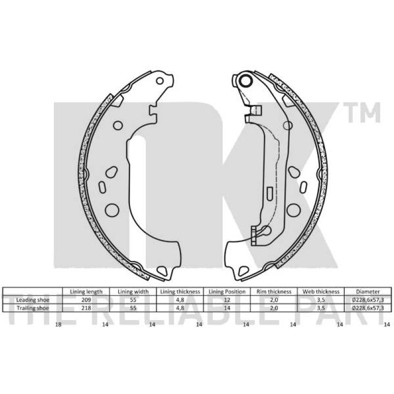 Jeu de mâchoires de frein NK 2725700 - Visuel 1