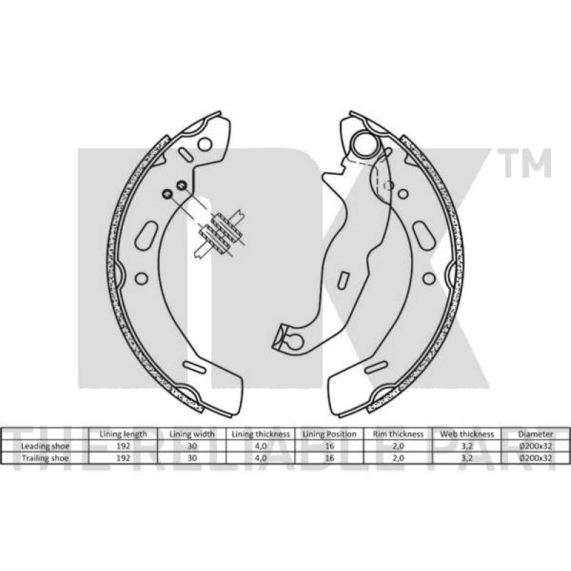 Jeu de mâchoires de frein NK 2725762 - Visuel 1