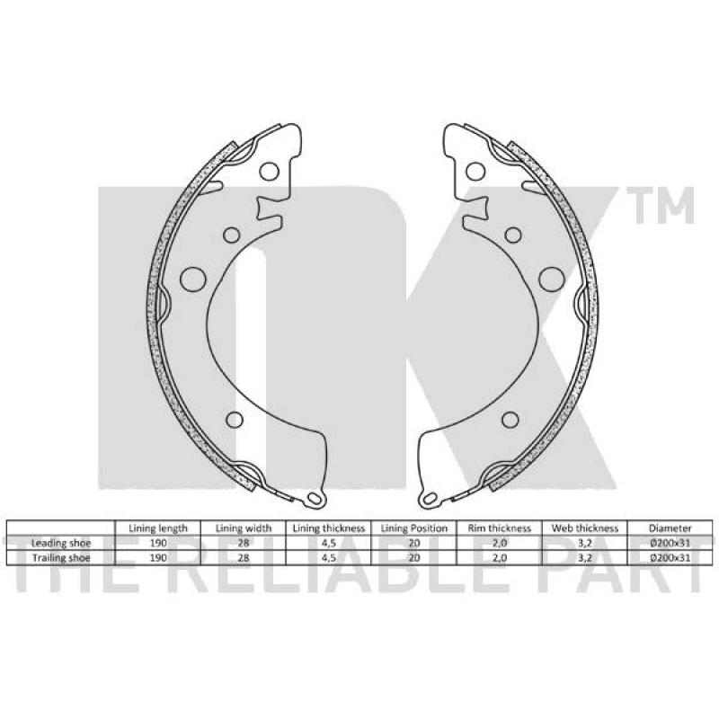 Jeu de mâchoires de frein NK 2726435 - Visuel 1
