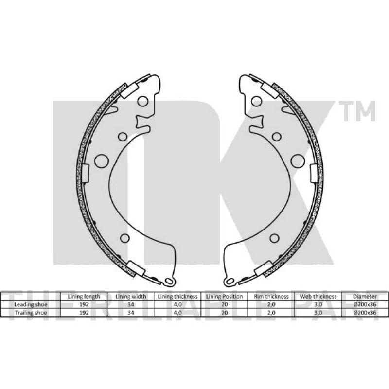 Jeu de mâchoires de frein NK 2726441 - Visuel 1