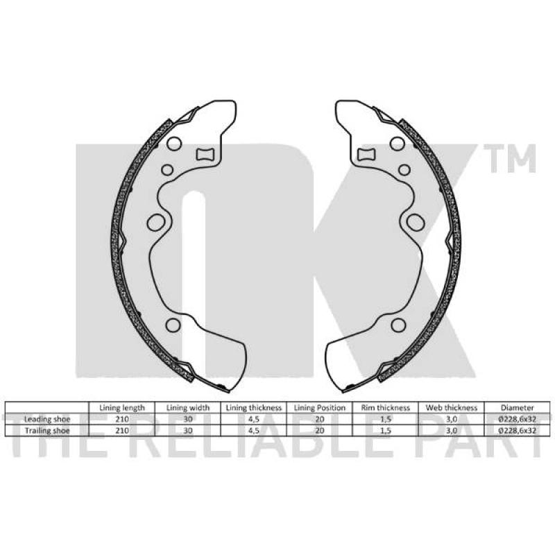 Jeu de mâchoires de frein NK 2732496 - Visuel 1