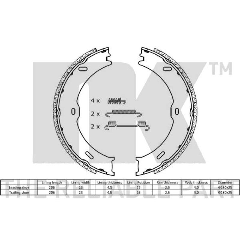 Jeu de mâchoires de frein, frein de stationnement NK 2733782 - Visuel 1