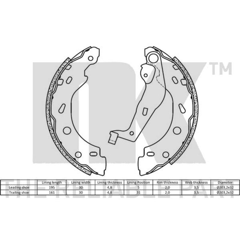 Jeu de mâchoires de frein NK 2733863 - Visuel 1