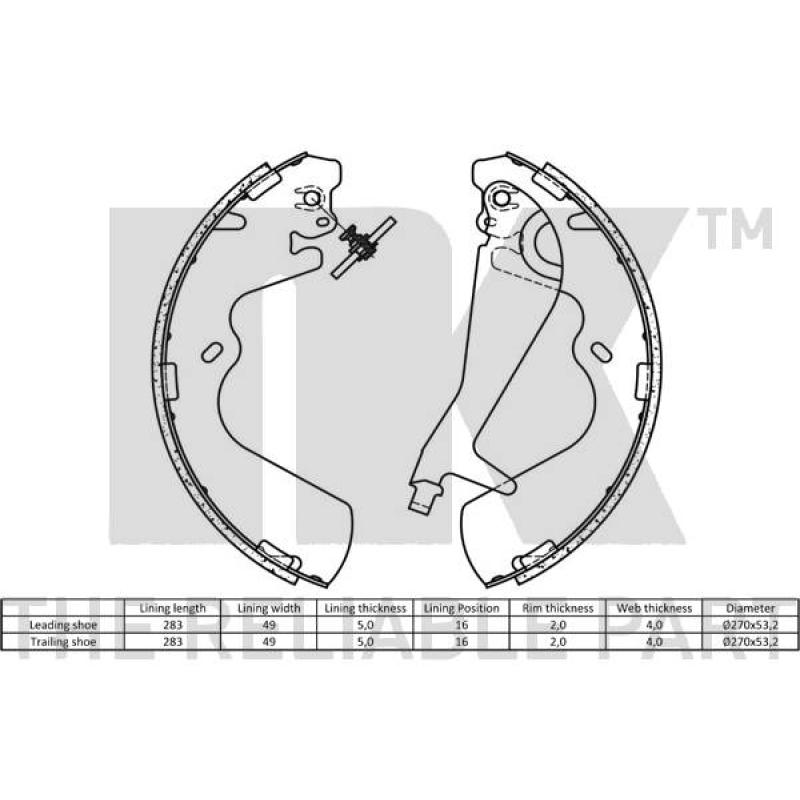 Jeu de mâchoires de frein NK 2734647 - Visuel 1