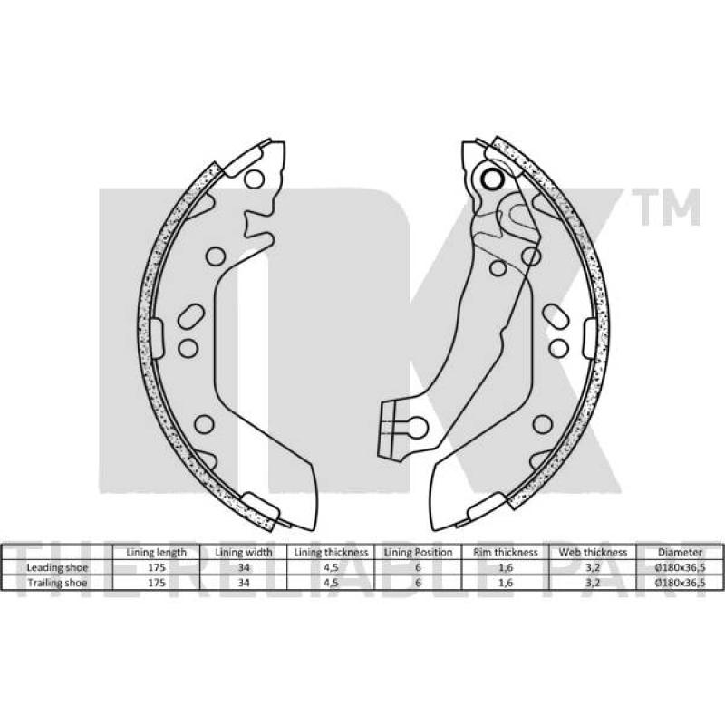 Jeu de mâchoires de frein NK 2734670 - Visuel 1