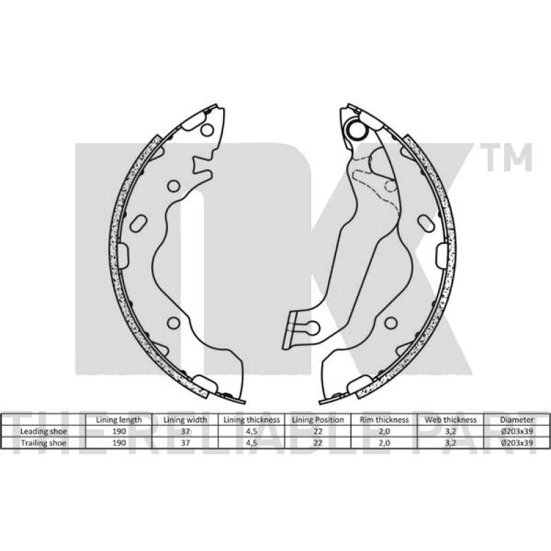 Jeu de mâchoires de frein NK 2734704 - Visuel 1