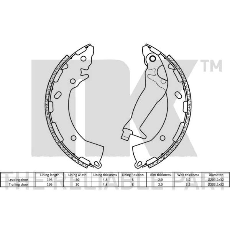 Jeu de mâchoires de frein NK 2734789 - Visuel 1