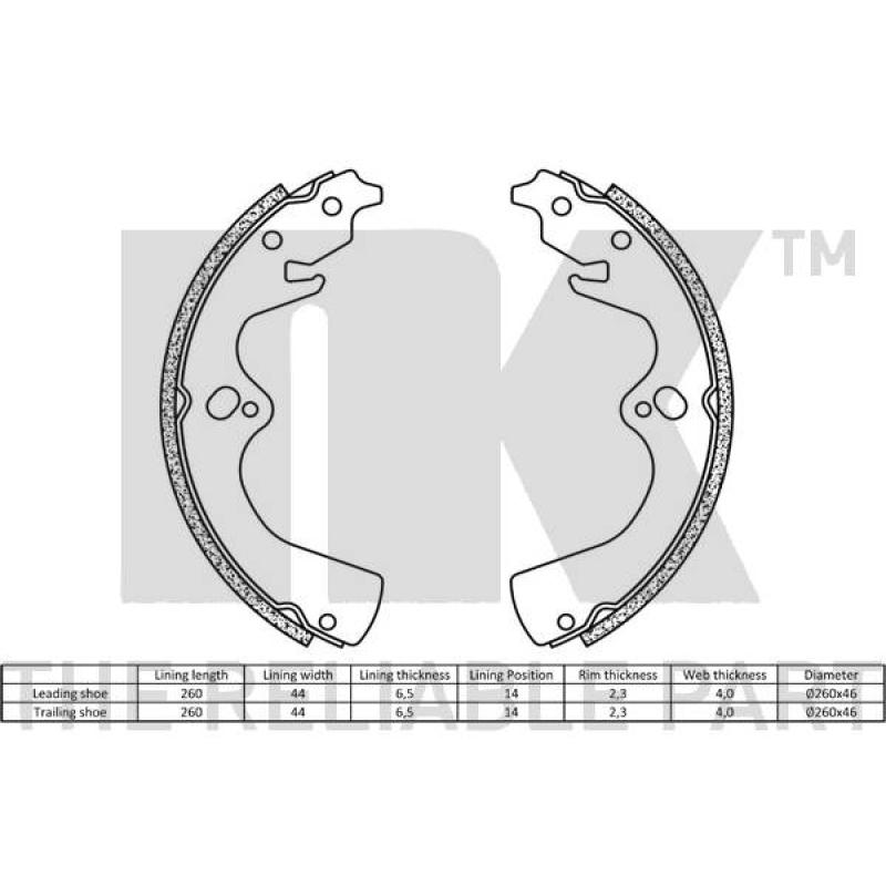 Jeu de mâchoires de frein NK 2735668 - Visuel 1