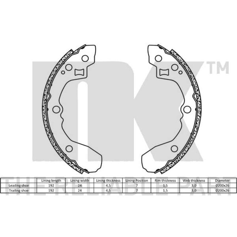 Jeu de mâchoires de frein NK 2735679 - Visuel 1