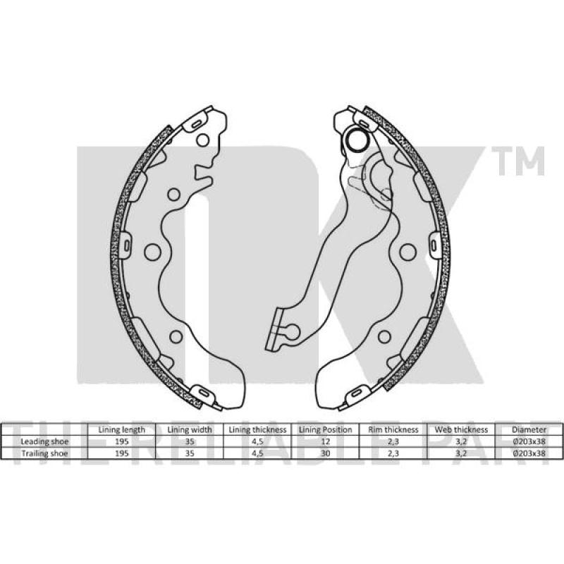 Jeu de mâchoires de frein NK 2735815 - Visuel 1