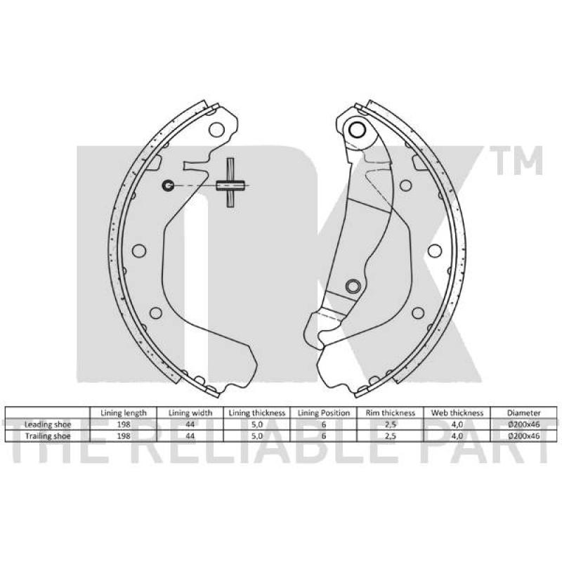 Jeu de mâchoires de frein NK 2736409 - Visuel 1