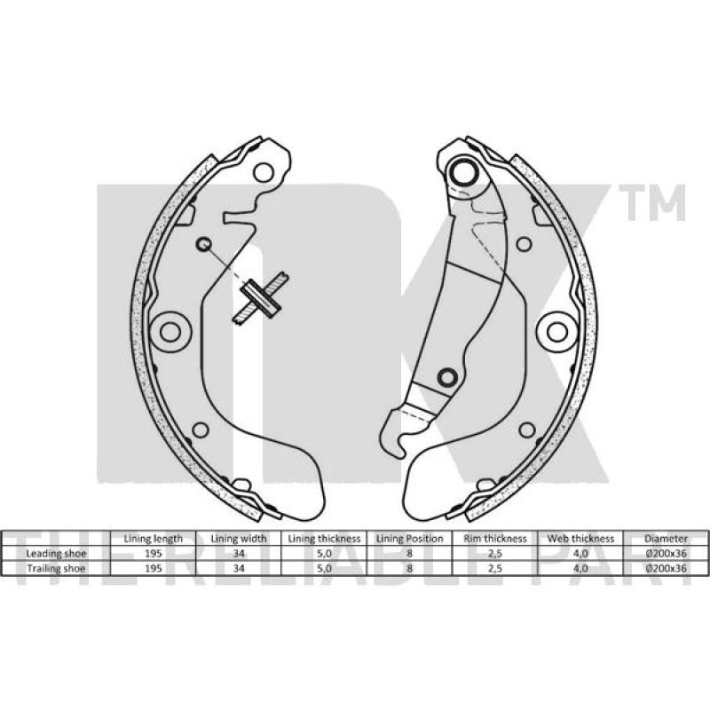 Jeu de mâchoires de frein NK 2736857 - Visuel 1