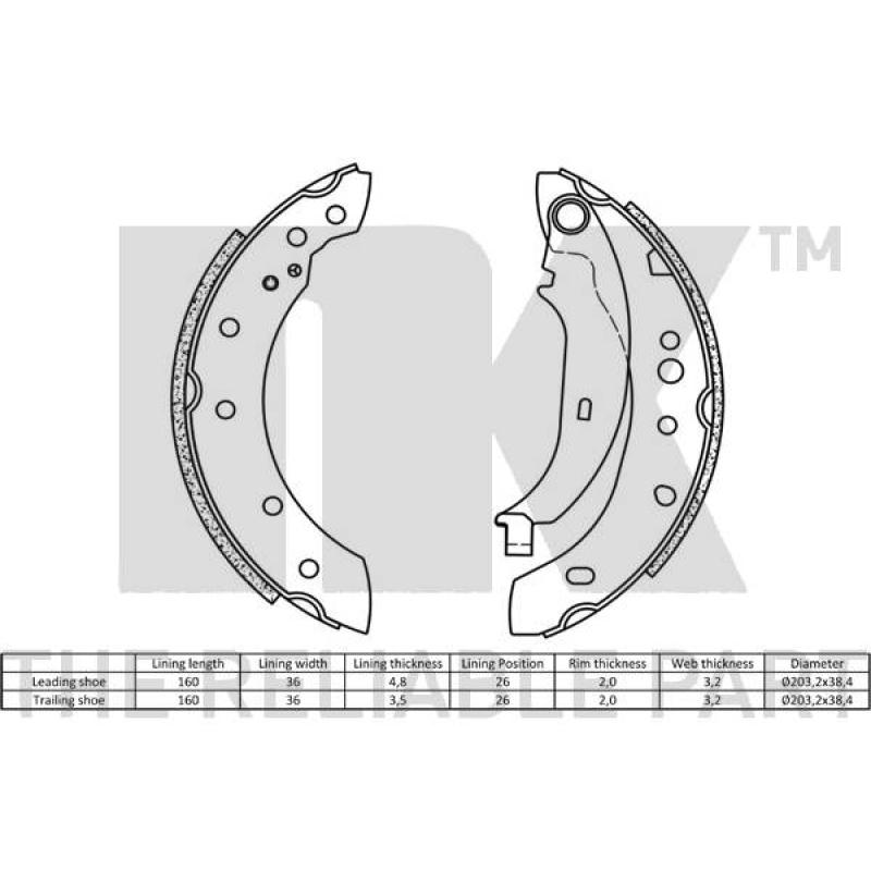 Jeu de mâchoires de frein NK 2737736 - Visuel 1