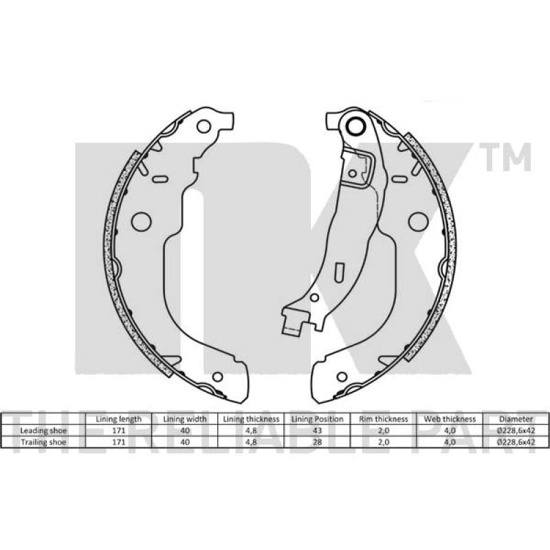 Jeu de mâchoires de frein NK 2737741 - Visuel 1