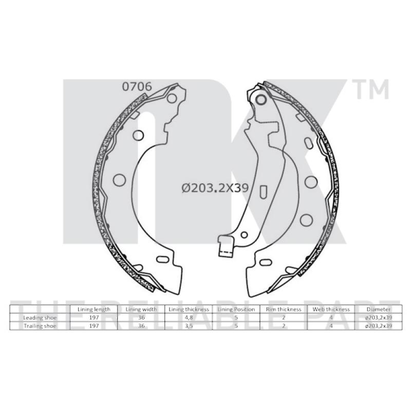 Jeu de mâchoires de frein NK 2739635 - Visuel 1