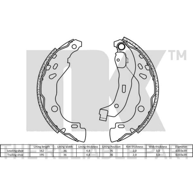 Jeu de mâchoires de frein NK 2739690 - Visuel 1