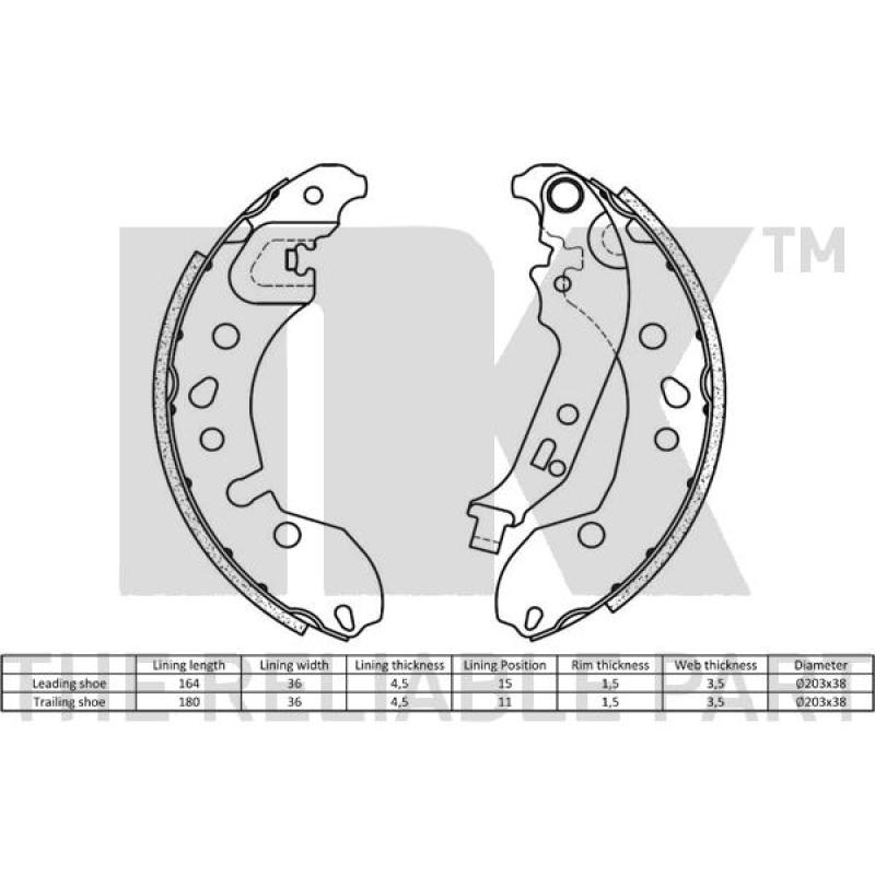 Jeu de mâchoires de frein NK 2739853 - Visuel 1