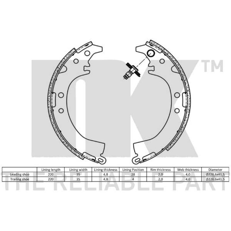 Jeu de mâchoires de frein NK 2745569 - Visuel 1