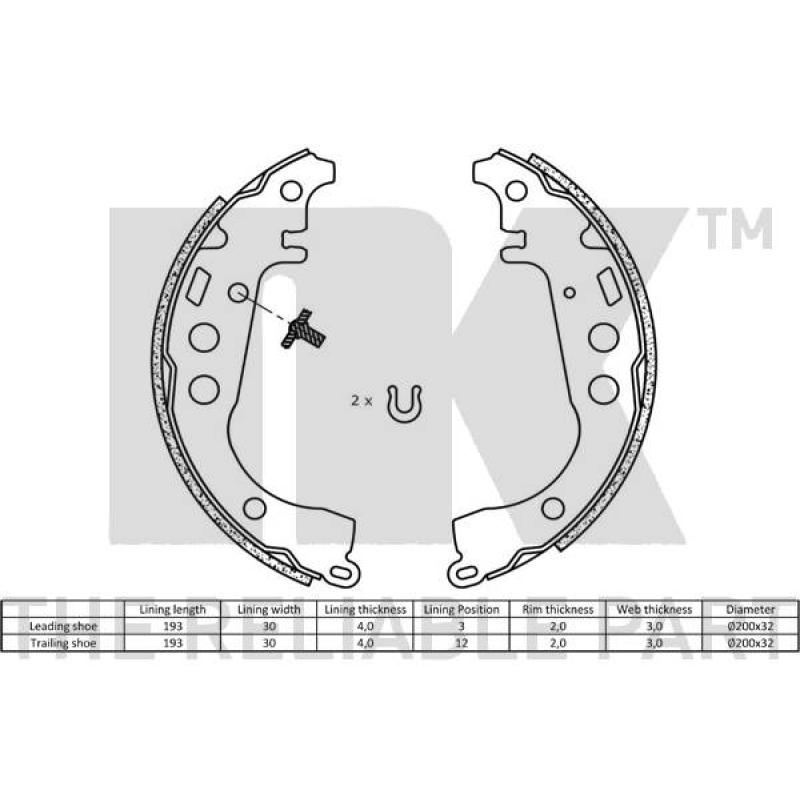 Jeu de mâchoires de frein NK 2745617 - Visuel 1
