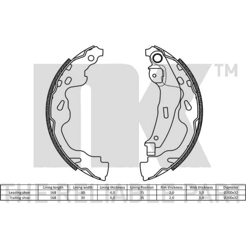 Jeu de mâchoires de frein NK 2745705 - Visuel 1