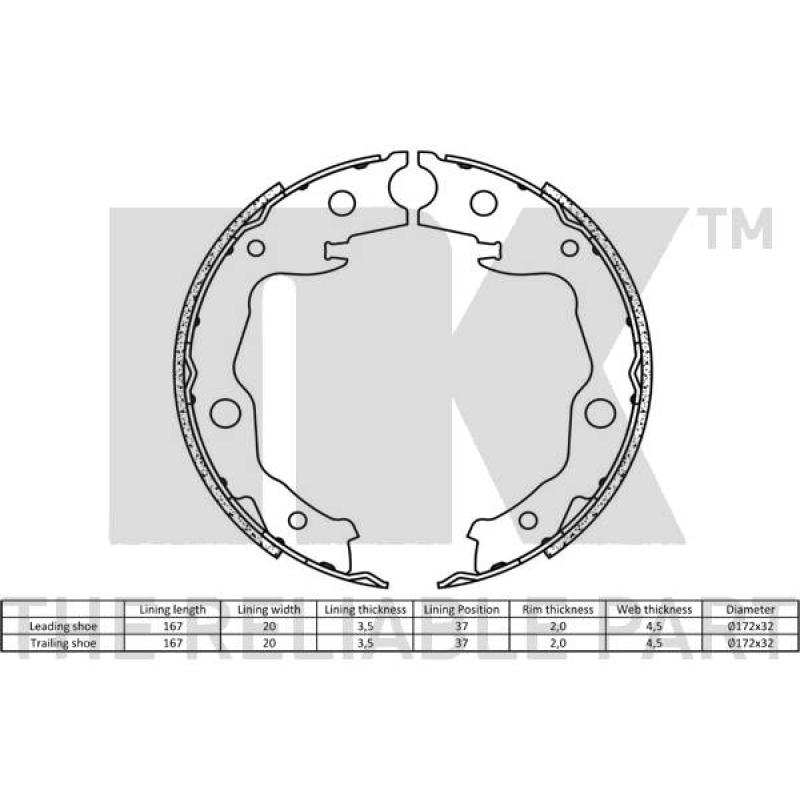 Jeu de mâchoires de frein NK 2745743 - Visuel 1