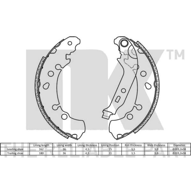Jeu de mâchoires de frein NK 2745781 - Visuel 1